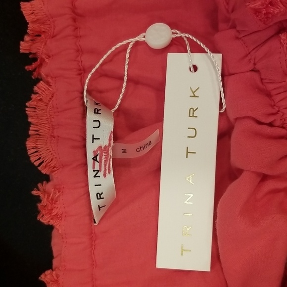 💕TRINA TURK💕 Veranda Top ~ Vista Voile Watermelon Red Medium M NWT - Picture 7 of 10